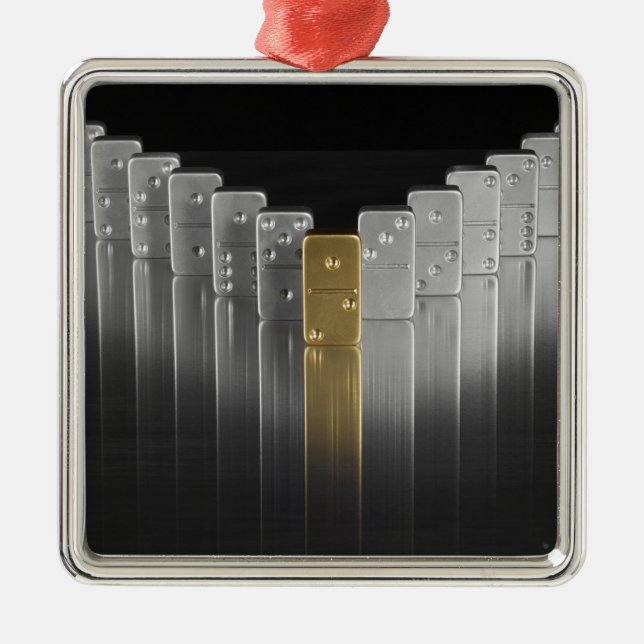 Ornement Carré Argenté Dominos d'or et d'argent (Devant)