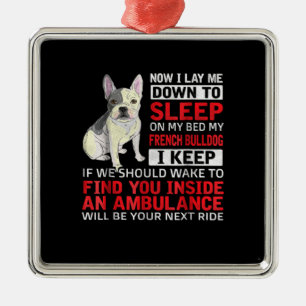 Ornement Carré Argenté Don de chien Je Dors Sur Mon Lit Mon Chien À Bal
