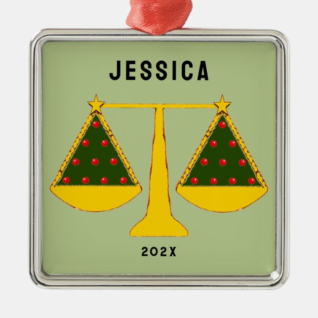 Ornement Carré Argenté Don de l'avocat Holiday (Devant)