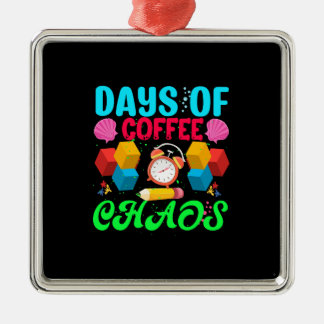 Ornement Carré Argenté Don de l'enseignant | Jours De Café Chaos