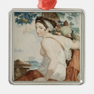 Ornement Carré Argenté Douzième mois de Fructidor de calendrier