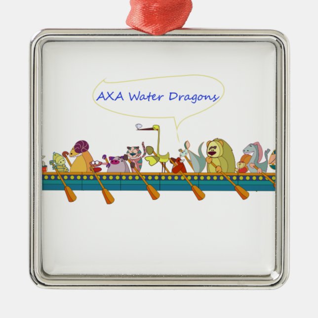 Ornement Carré Argenté Dragon d'eau (Devant)