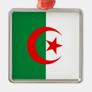 Ornement Carré Argenté drapeau algérien