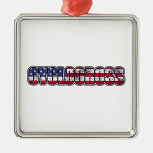 Ornement Carré Argenté Drapeau américain Cyclocross