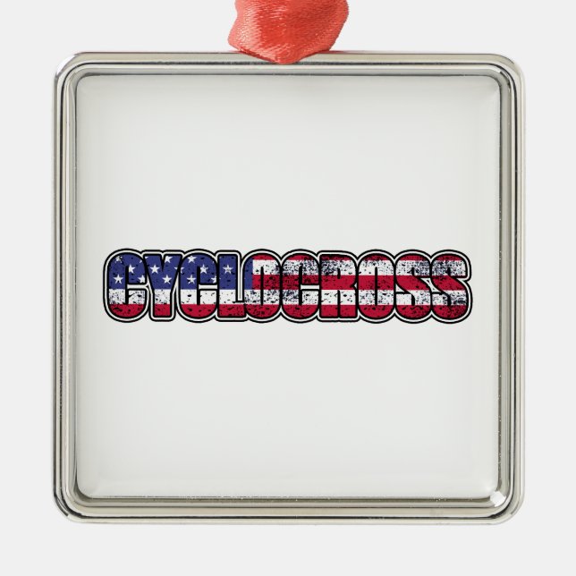 Ornement Carré Argenté Drapeau américain Cyclocross (Devant)