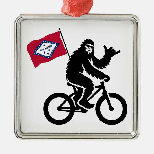 Ornement Carré Argenté Drapeau Bigfoot Cycling Arkansas (Devant)