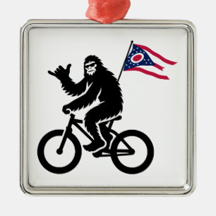 Ornement Carré Argenté Drapeau Bigfoot Cycling Ohio