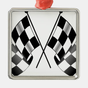 Ornement Carré Argenté drapeau checkered
