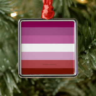 Ornement Carré Argenté Drapeau de fierté lesbienne de SlipperyJoe féminin