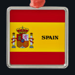 Ornement Carré Argenté Drapeau de l'Espagne<br><div class="desc">Drapeau de l'Espagne gardien de l'ornement</div>