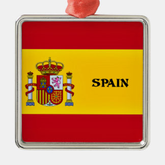 Ornement Carré Argenté Drapeau de l'Espagne