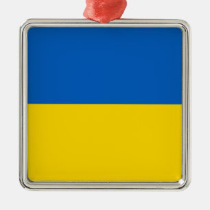 Ornement Carré Argenté Drapeau de l'Ukraine