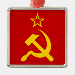 Ornement Carré Argenté Drapeau de l'URSS - Drapeau de l'Union soviétique