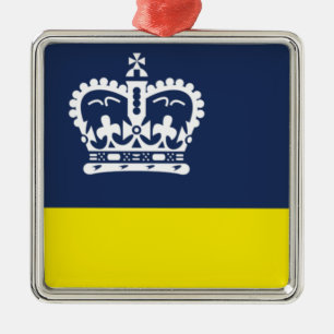 Ornement Carré Argenté Drapeau de Regina (Saskatchewan, Canada)