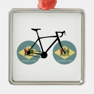 Ornement Carré Argenté Drapeau Delaware Cycling