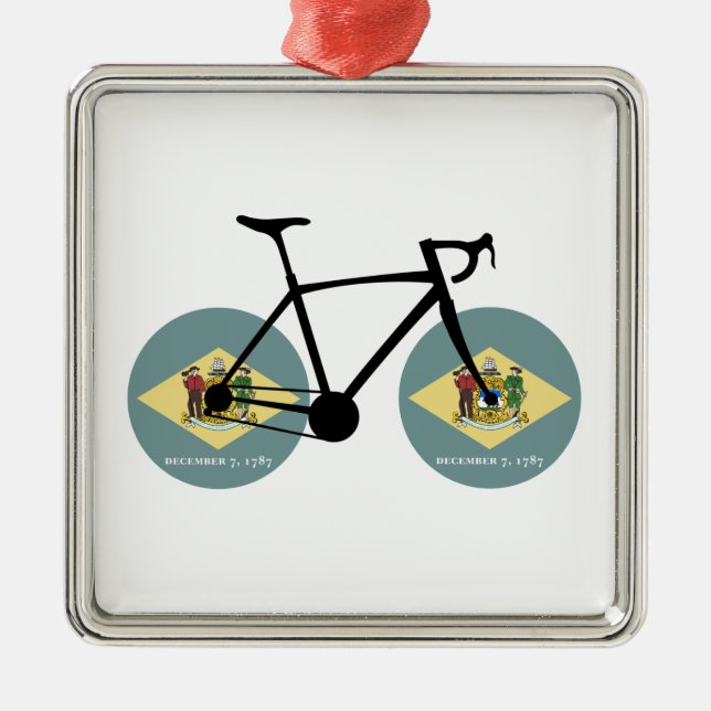 Ornement Carré Argenté Drapeau Delaware Cycling (Devant)