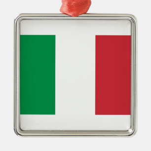 Ornement Carré Argenté Drapeau d'Italie