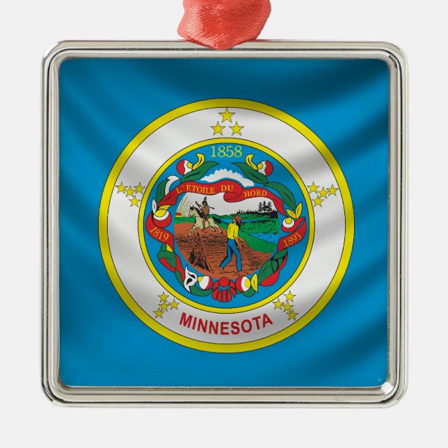 Ornement Carré Argenté Drapeau du Minnesota (Devant)