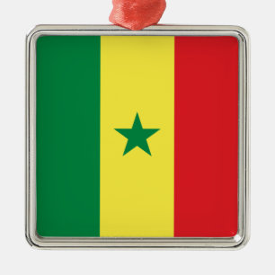 Ornement Carré Argenté Drapeau du Sénégal (Afrique)