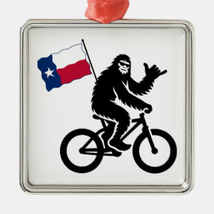 Ornement Carré Argenté Drapeau du Texas Bigfoot Cycling