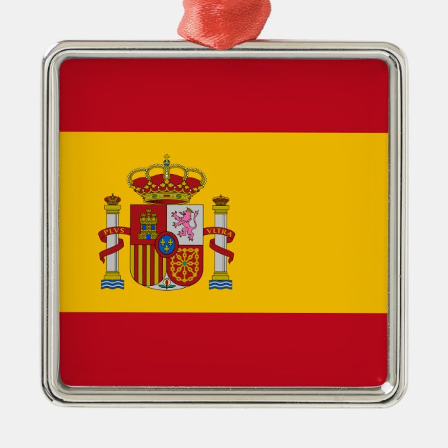 Ornement Carré Argenté Drapeau espagnol (Espagne) (Devant)