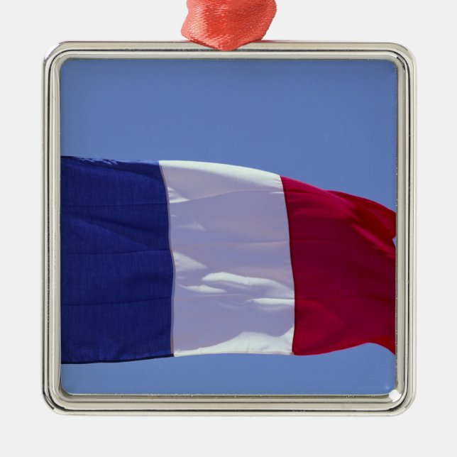 Ornement Carré Argenté Drapeau français (Devant)