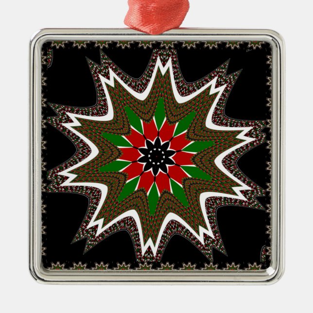 Ornement Carré Argenté Drapeau kényan couleurs Art Imprimer/graphique (Devant)