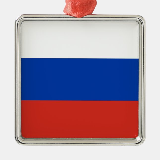 Ornement Carré Argenté Drapeau russe (Russie) (Devant)