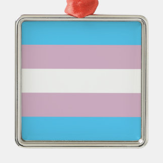 Ornement Carré Argenté Drapeau traditionnel de fierté de transsexuel