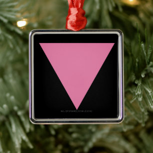 Ornement Carré Argenté Drapeau triangle rose de SlipperyJoe's symbole ros