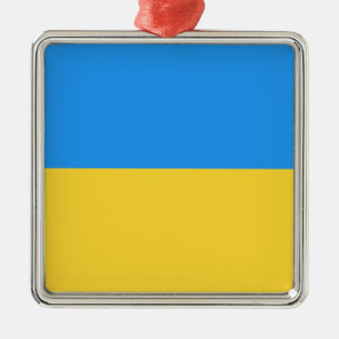 Ornement Carré Argenté Drapeau ukrainien