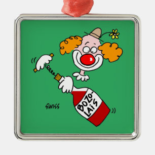 Ornement Carré Argenté Drôle Beaujolais Vin Cartoon Oenophiles Noël