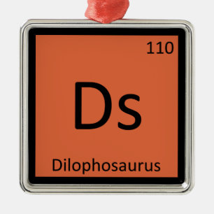 Ornement Carré Argenté Ds - Symbole de chimie Dilophosaurus Dinosaur