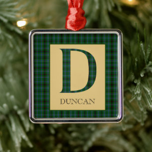 Ornement Carré Argenté Duncan Tartan Monogramme D