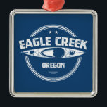 Ornement Carré Argenté Eagle Creek Oregon Kayaking<br><div class="desc">Le ruisseau Eagle est un affluent de la rivière Clackamas,  sur les versants ouest de la chaîne Cascade,  dans le nord-ouest de l'Oregon.</div>