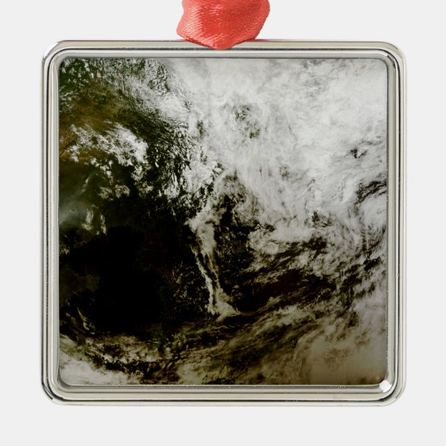 Ornement Carré Argenté éclipse solaire au-dessus de l'Asie du Sud-Est (Devant)