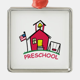 ORNEMENT CARRÉ ARGENTÉ ÉCOLE MATERNELLE