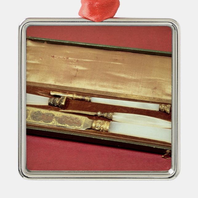 Ornement Carré Argenté Écrivant l'ensemble donné à son épouse, Eveline (Devant)