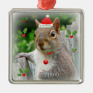 Ornement Carré Argenté Écureuil 2010 de Joyeux Noël
