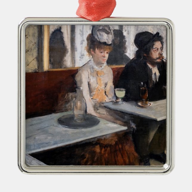 Ornement Carré Argenté Edgar Degas - Dans un café / L'Absinthe (Devant)