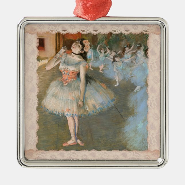 Ornement Carré Argenté Edgar Degas La danseuse étoilée avec Dentelle blan (Devant)