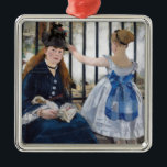 Ornement Carré Argenté Edouard Manet - Le Chemin De Fer<br><div class="desc">Le chemin de fer / Le chemin de fer - Edouard Manet,  1873</div>