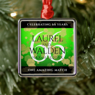 Ornement Carré Argenté Élégant 66ème anniversaire de Mariage Titanite