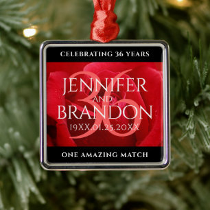 Ornement Carré Argenté Élégante célébration du 36e anniversaire du Mariag