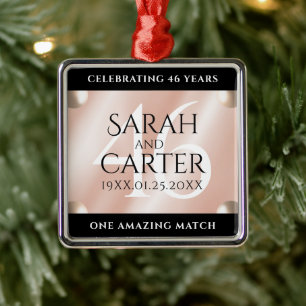 Ornement Carré Argenté Élégante célébration du 46e anniversaire du Mariag