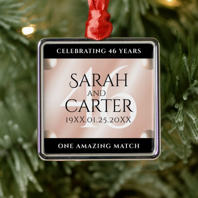 Ornement Carré Argenté Élégante célébration du 46e anniversaire du Mariag (Arbre)