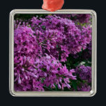 Ornement Carré Argenté Élégante floraison de magenta violet profond fleur<br><div class="desc">L'odeur du printemps est dans l'air ! - romantique rose violet lilas photo par H Cooper</div>