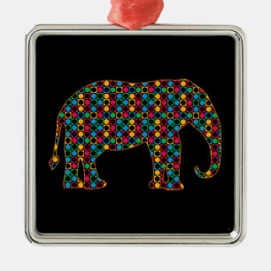 Ornement Carré Argenté Eléphant