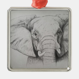 Ornement Carré Argenté Éléphant 2011