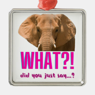 Ornement Carré Argenté Éléphant Qu'avez-vous dit?
